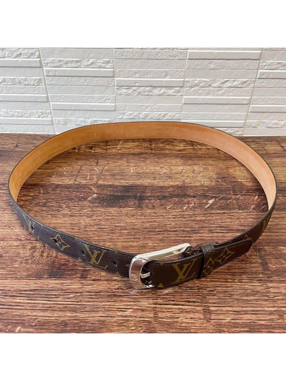 Louis Vuitton Monogram Leather Ceinture Belt Silver Brown - Picture 5 of 10